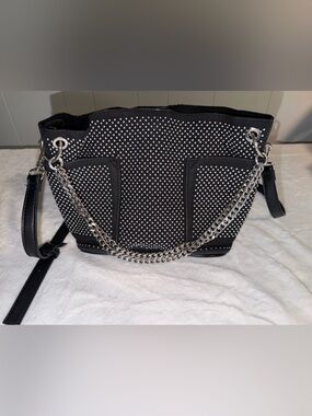Steve Madden Sasha Studded Bucket Bag- Black Mini Hobo Bag- READ